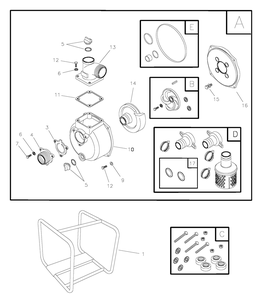 Main Unit Diagram and Parts List for 073002-0-155GPM  Briggs and Stratton Water Pump